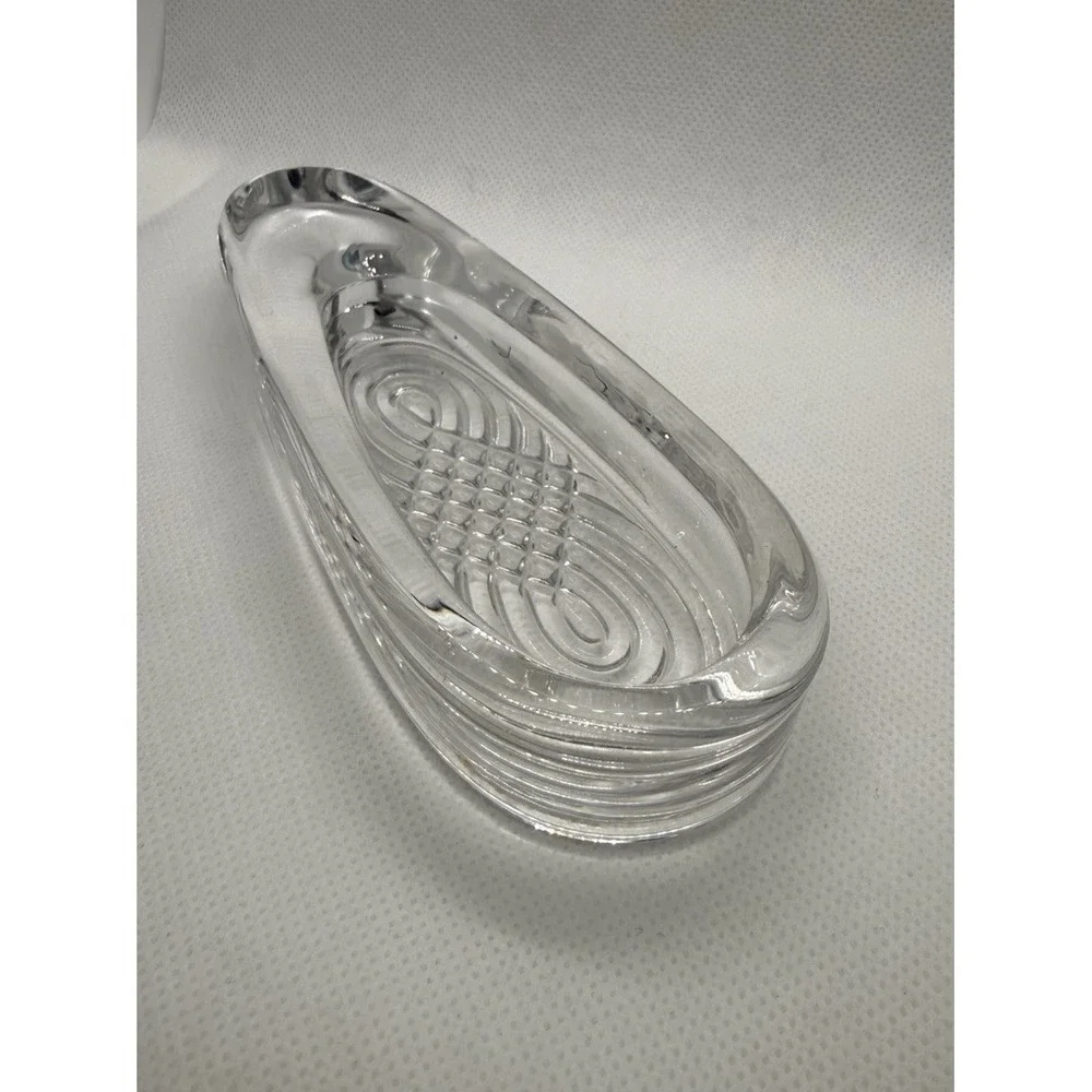 Vintage Dansk Ashtray Lead Crystal Clear Glass Oblong MCM 5.75L x 2